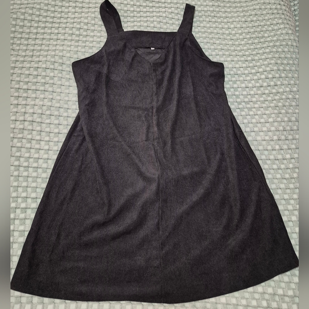 Corduroy-like Black Women's Dress